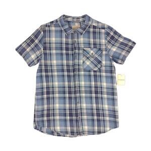 NWT Lucky Brand Men's Blue Flannel Rockabilly Short Sleeve Shirt (Runs Small)